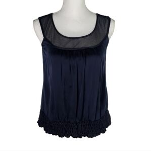 Nanette Lapore 6 Navy Blue Silk Sleeveless Blouse